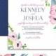 FUCHSIA & NAVY WATERCOLOR Flowers Wedding Invitation And RSvP Boho Floral 2 Pc Suite Blush Pink Blue Free Priority Shipping Or DiY- Kennedy