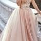 AH026 New Arrival Modest Blush Pink Spaghetti Straps Tulle Evening Dresses 2017