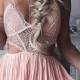 A-Line Halter Pleats Pink Chiffon Homecoming Dress With Lace Sold By Dressthat
