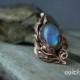 Blue labradorite ring Elvish style Copper ring Free size Blue stone ring Elven jewelry Botanical ring Misty blue labradorite Gift for her