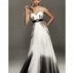 White and Black Ombre Chiffon Evenings by Allure Prom Gown A403 - Brand Prom Dresses