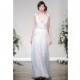 Jenny Packham FW13 Dress 26 - Sheath Jenny Packham Fall 2013 White V-Neck Full Length - Nonmiss One Wedding Store