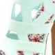 Gorgeous Mint Heels These Mint High Heels Are Just Adorable With Back Buckle Closure And Floral Printed Sole. Cute Caged Design Gives A Gorgeous Look.