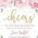 "Jenn" Pink Blooms   Gold Bachelorette Invitation