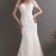 Queenly Trumpet-Mermaid V-Neck Sweep-Brush Train Lace Wedding Dress CWKT13002 - Top Designer Wedding Online-Shop