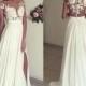 See-trough Lace Appliqued Bodice Off The Shoulder Beach Wedding Dress,apd1782