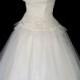 Vintage 1950's 50's Ivory White Tulle And Lace Fan Pleated Shelf Bust Strapless Party Wedding Prom Dress