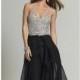 Black Beaded V-Neck Open Back Gown by Dave and Johnny - Color Your Classy Wardrobe