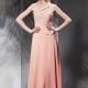 In Stock Chic Stretch Crepe De Chine & Malay Satin & Transparent Net A-line Full Length Prom Dress - overpinks.com