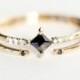 Jennie Kwon Designs Diamond Equilibrium Point Ring & Black Diamond 2 Cuff Ring