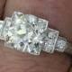 Art Deco Engagement Ring, European Cut Diamond 2.01ct I Color, VS1 Clarity