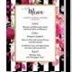 BRIDAL SHOWER MENU Wedding Menu Baby Shower Menu Reception Menu Rehearsal Dinner Menu Bar Black Stripe Pink Roses DiY Or Printed - Christy