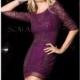 Wine Embellished Medium Length Cocktail Dress by Scala Couture - Color Your Classy Wardrobe
