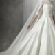 Half Sleeve Bateau Neck Court Train Satin Ball Gown Wedding Dress Apr0236