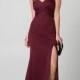 Scuba Knit V-Neck Pleated Gown