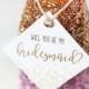 DIY Glitter Champagne Bottle Bridesmaid Proposal (with FREE Printables!)