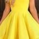 Yellow V Neck Homecoming Dresses, S