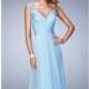 Powder Blue Beaded Chiffon Gown by La Femme - Color Your Classy Wardrobe