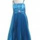 Turquoise Pleated Shiny Satin Long Dress Style: D4140 - Charming Wedding Party Dresses