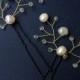 Set of 2 Bridal hair pins with natural pearls and crystals, gold wire. Headpiece; Wedding hair pins; bridal hair accessory; hair pick