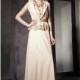 In Stock Stunning Satin & Transparent Net & Beaded Tulle V-neck Sheath Long Prom Dress With Handwork - overpinks.com