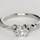 0.75 Carat Diamond Petite Vintage Pavé Leaf Diamond Engagement Ring 