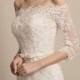 Rosa Rugosa - Selena Huan Off The Shoulder 3/4 Sleeve Beaded Corded Lace A-line Gown