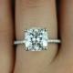 Heidi 9mm 14kt White Gold Cushion F1- Moissanite And Diamond Basket Engagement Ring (Other Metals And Stone Options Available)