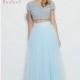 Ice Blue Mac Duggal 20033M - 2-piece Ball Gowns Cap Sleeves Dress - Customize Your Prom Dress