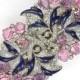 Trifari 'Alfred Philippe' Pave, Blue Enamel Pink Topaz And Amethysts Floral Spray Pair Of Dress Clips Or Clipmate Pin
