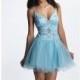 Ice Blue V-Neck Beaded Dress by Dave and Johnny - Color Your Classy Wardrobe