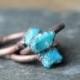 Turquoise Ring Electroformed Stone Real Turquoise Copper Ring Sagittarius Birthstone Gemstone Delicate Ring