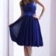 Hot Sale A-Line Halter Knee Length Chiffon Sodalite Blue Bridesmaid Dress COZK1301F - Top Designer Wedding Online-Shop