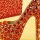Red/gold Rhinestone Wedding Shoes Sets