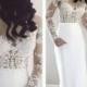 New Fashion Lace Appliqued Long Wedding Dresses 2017 Illusion Neckline Long Sleeves Soft Satin Bridal Gowns Backless High Quality