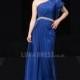 Special One Shoulder Chiffon A line Sleeveless Floor Length Evening Dress With Sash/ Ribbon - Compelling Wedding Dresses