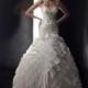 Glamorous Taffeta & Organza Sweetheart Neckline Dropped Waistline Ball Gown Wedding Dress With Embroidered Beadings - overpinks.com
