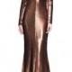 Sequined Plunging V Column Gown