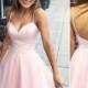 Sexy Short Prom Dress, Cute Pink Prom Dress,Spaghetti Straps Prom Gown,Tulle Mini Prom Dresses, Pink Homecoming Dress, Junior Prom Dress, Party Dress