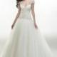 Glamorous Organza V-neck Neckline Natural Waistline Ball Gown Wedding Dress With Embroidered Beadings - overpinks.com