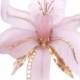 Pre-owned Large Rose Quartz Diamond Orchid Brooch