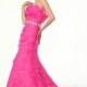 Modern Trumpet Mermaid Strapless Court Train Organza Fandango Pink Evening Dress - Top Designer Wedding Online-Shop