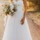 A-line Strapless Sweetheart Neck Lace Up Sweep Train Bridal Wedding Dress