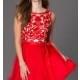 Short Sleeveless Dress with Lace Embellished Bodice by Masquerade - Discount Evening Dresses 