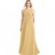 Gold Azazie Flora - V Back V Neck Floor Length Chiffon Dress - Charming Bridesmaids Store