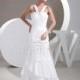 Alluring Taffeta V-neck Neckline Mermaid Wedding Dresses With Beadings - overpinks.com