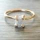 Stunning White Raw Diamond & 14K Rose Gold Fill Band, Engagement Ring for Women, Proposal Ring, Wedding Ring, Vow Exchange Ring, Anniversary