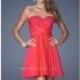 Watermelon Sweetheart Chiffon Mini Dress by La Femme - Color Your Classy Wardrobe