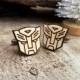 Transformer Wooden Cufflinks Superhero Robot Mask Dad Grooms Best man Groomsman Rustic Wedding Birthday Gift Cuff links