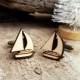 Yacht Wooden Cufflinks Sail Boat Dad Grooms Best man Groomsman Rustic Wedding Birthday Gift Cuff links